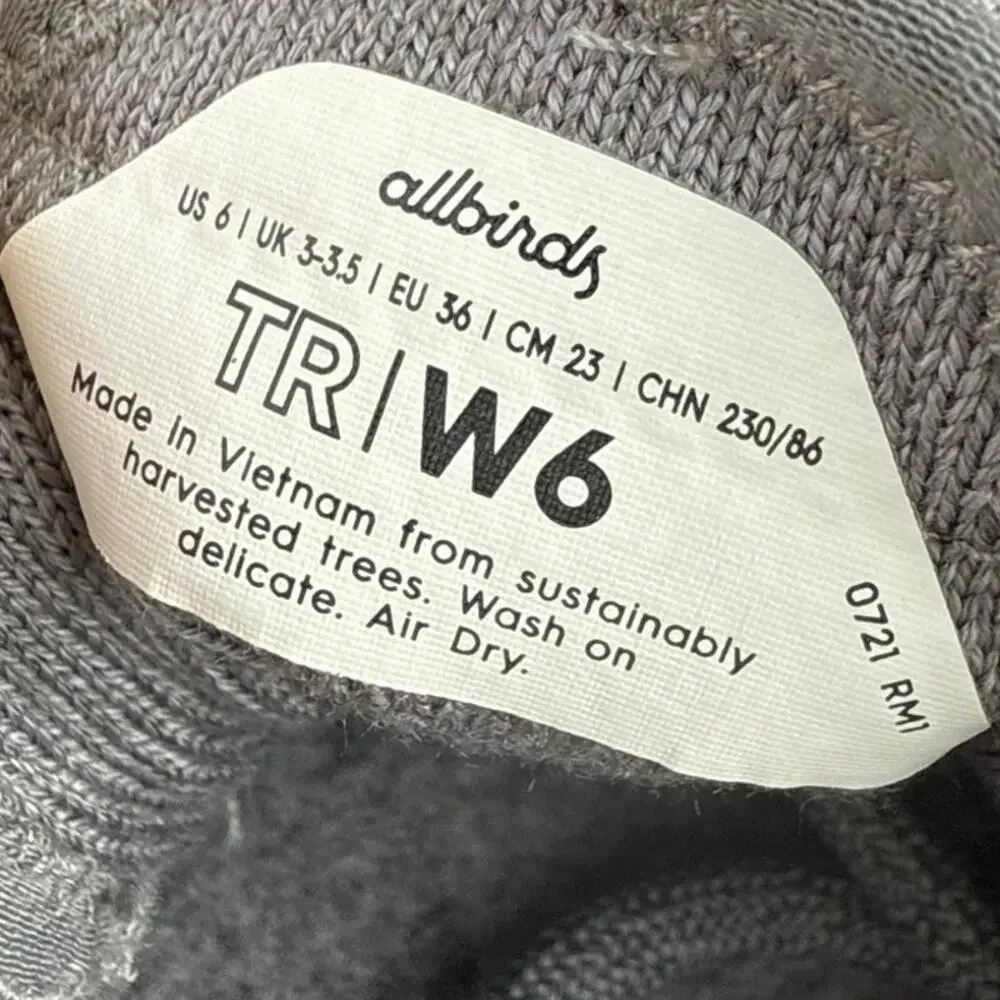 Allbirds Women's Gray Knit Lace Up Low Top Lightweight Tree Runner Shoes Size 6